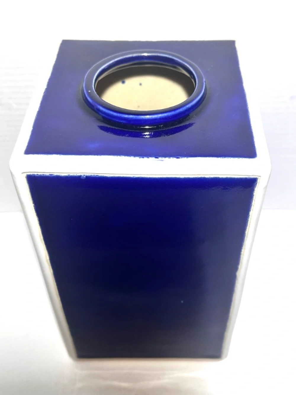 Jonathan Adler Haply Chic Cobalt Blue Ceramic Canister Vase Lid Vintage MCM Pop